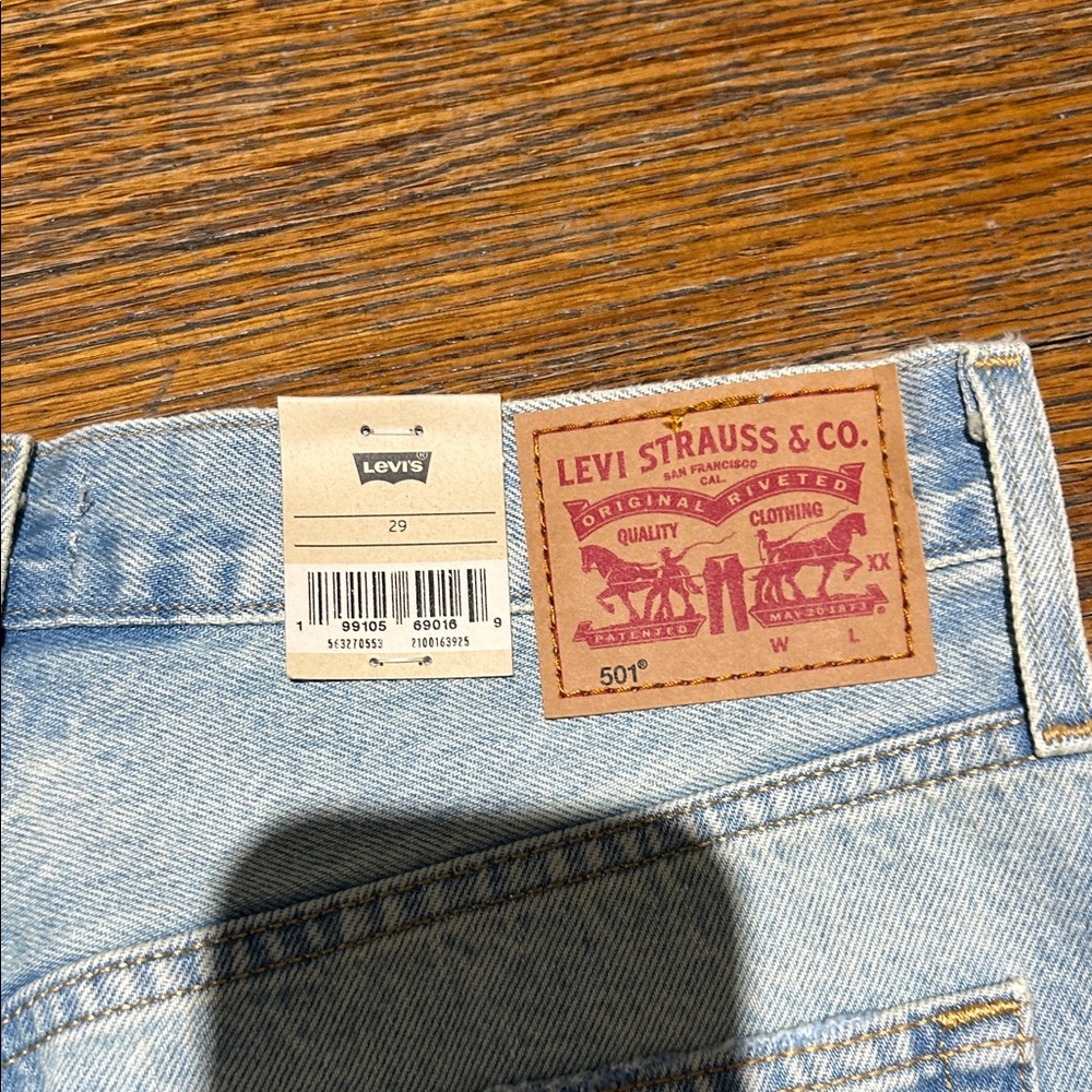Levi's Women's Distressed Light Blue Jean Shorts - Picture 4 of 7